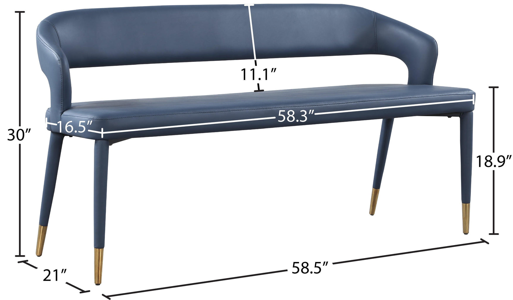 Destiny Blue Faux Leather Bench - Ella Furniture