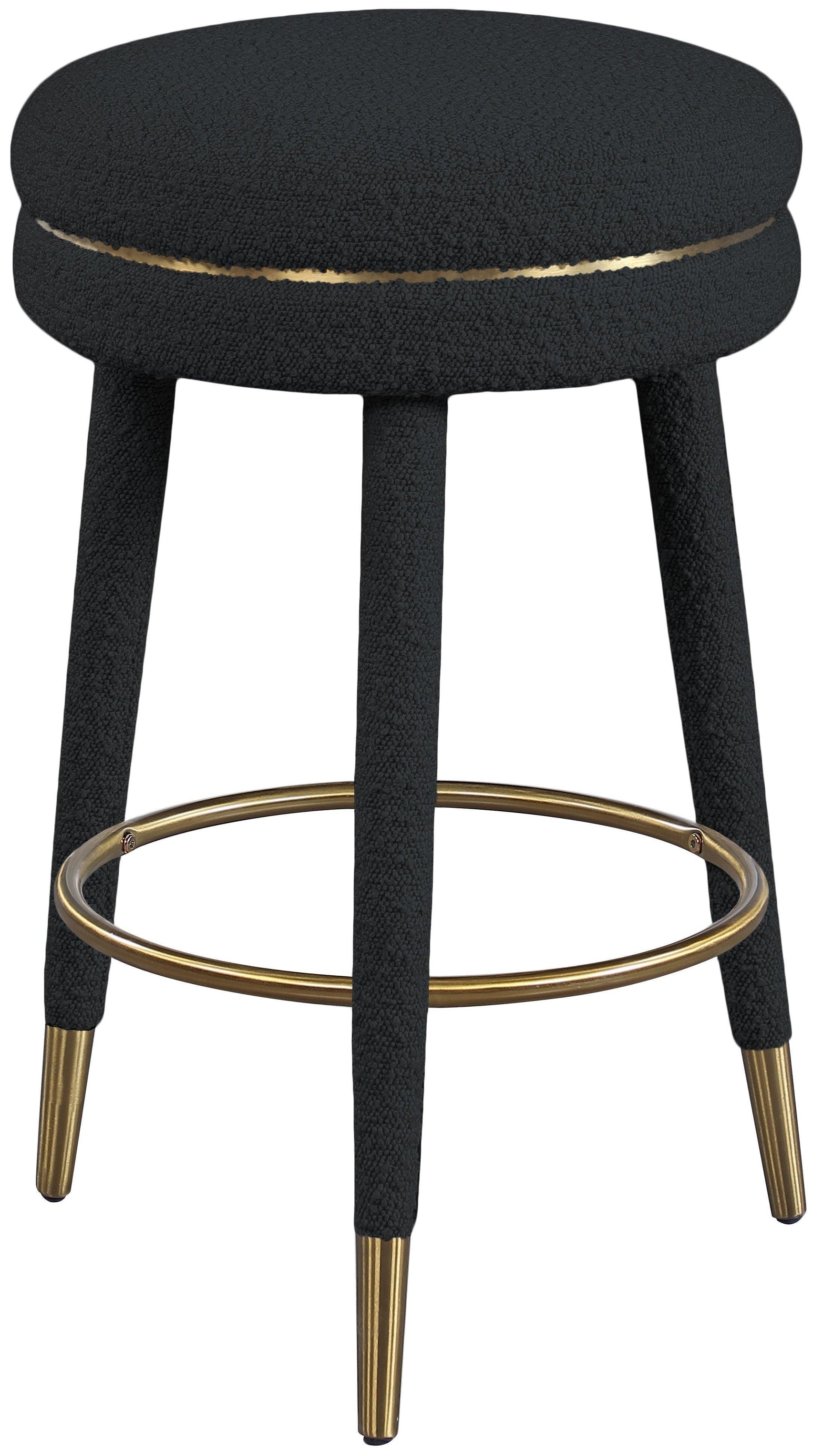 Coral Black Boucle Fabric Counter Stool - Ella Furniture