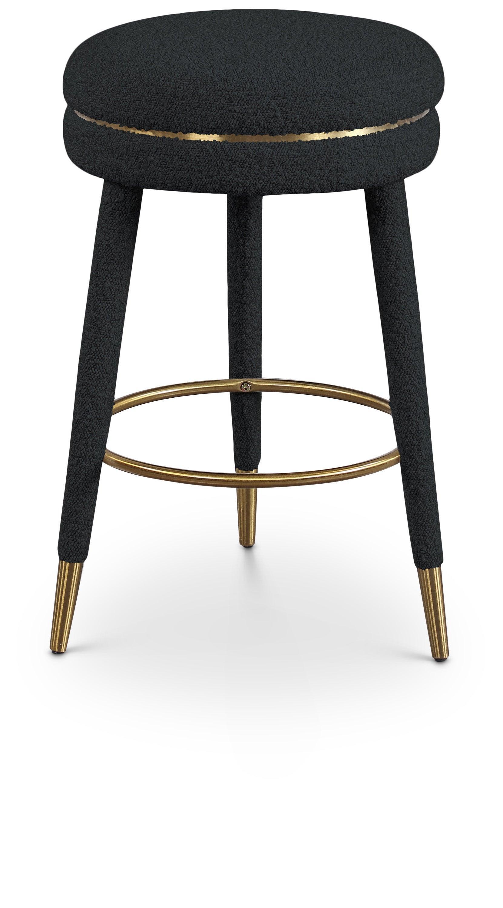 Coral Black Boucle Fabric Counter Stool - Ella Furniture