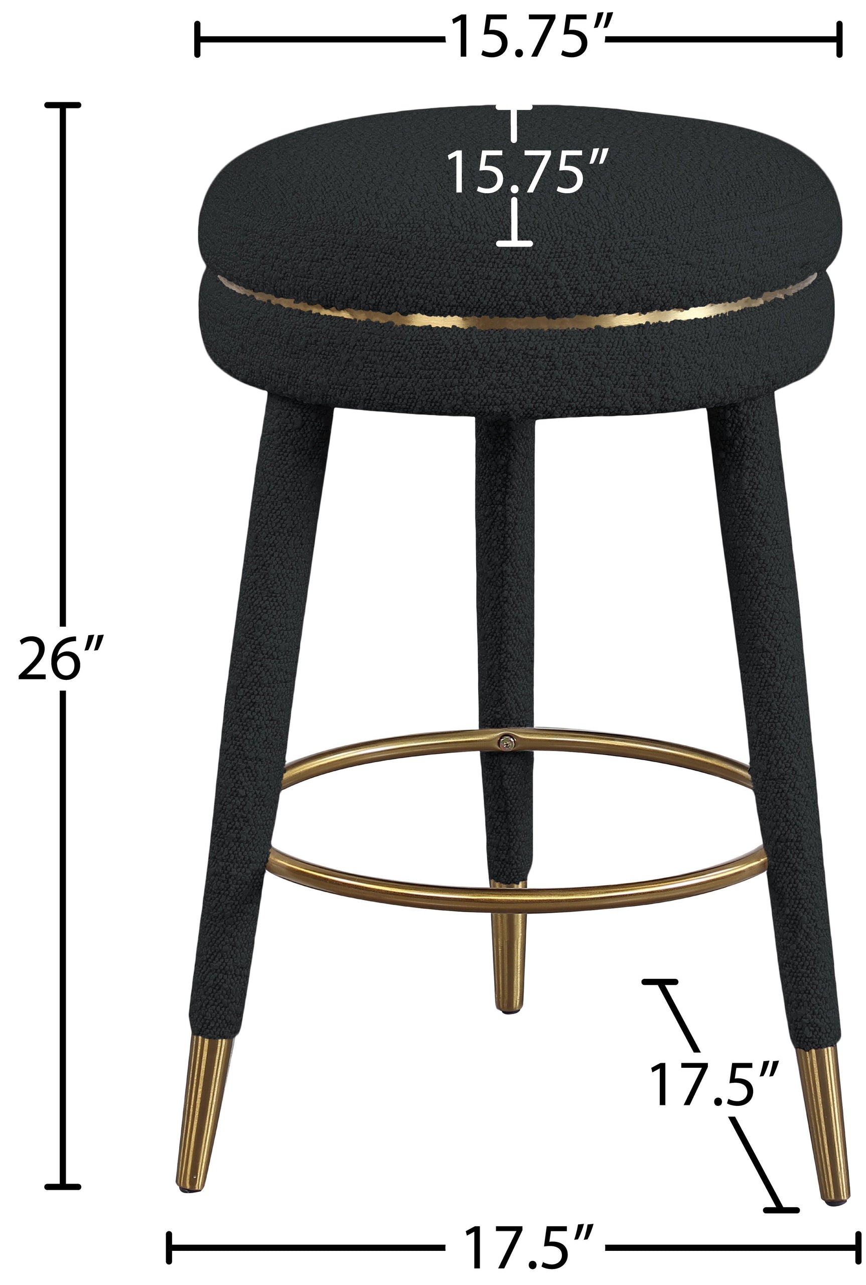 Coral Black Boucle Fabric Counter Stool - Ella Furniture