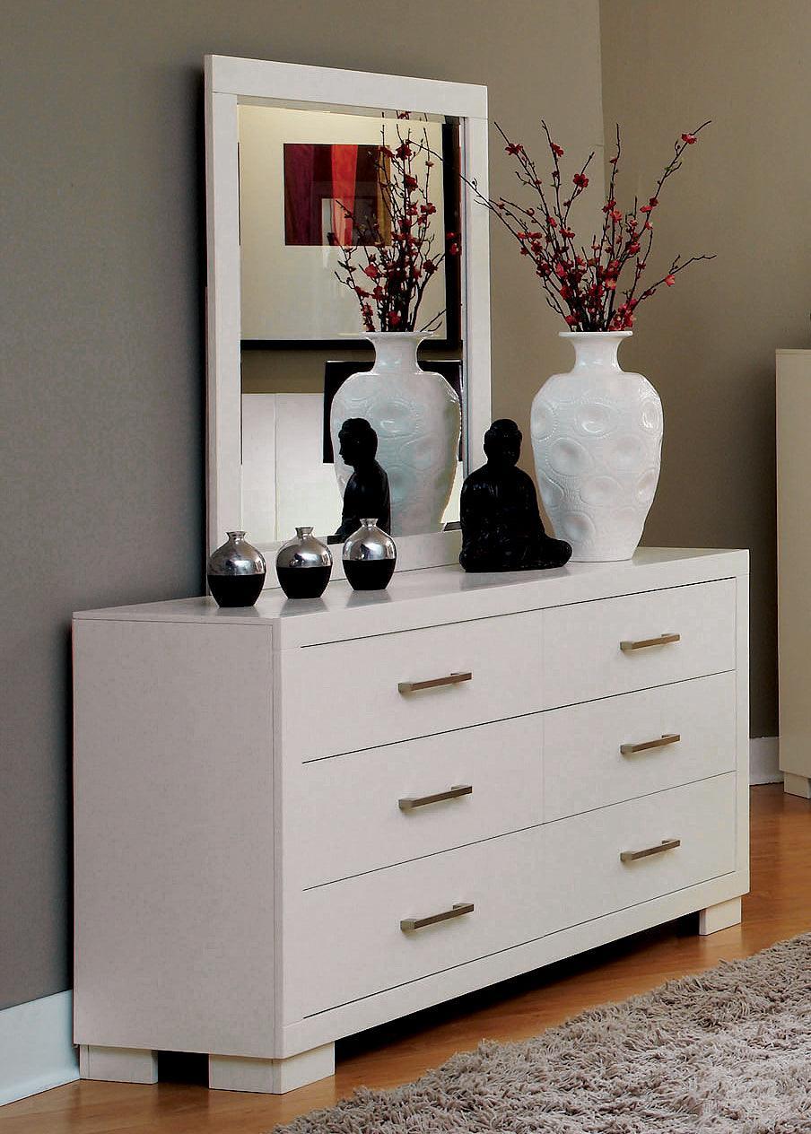 Jessica Queen Platform Bed With Rail Seating White - Ella Furniture