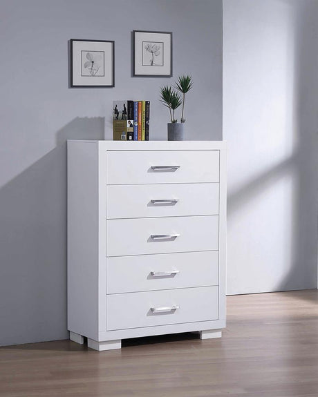 Jessica 5-Drawer Chest White - Ella Furniture