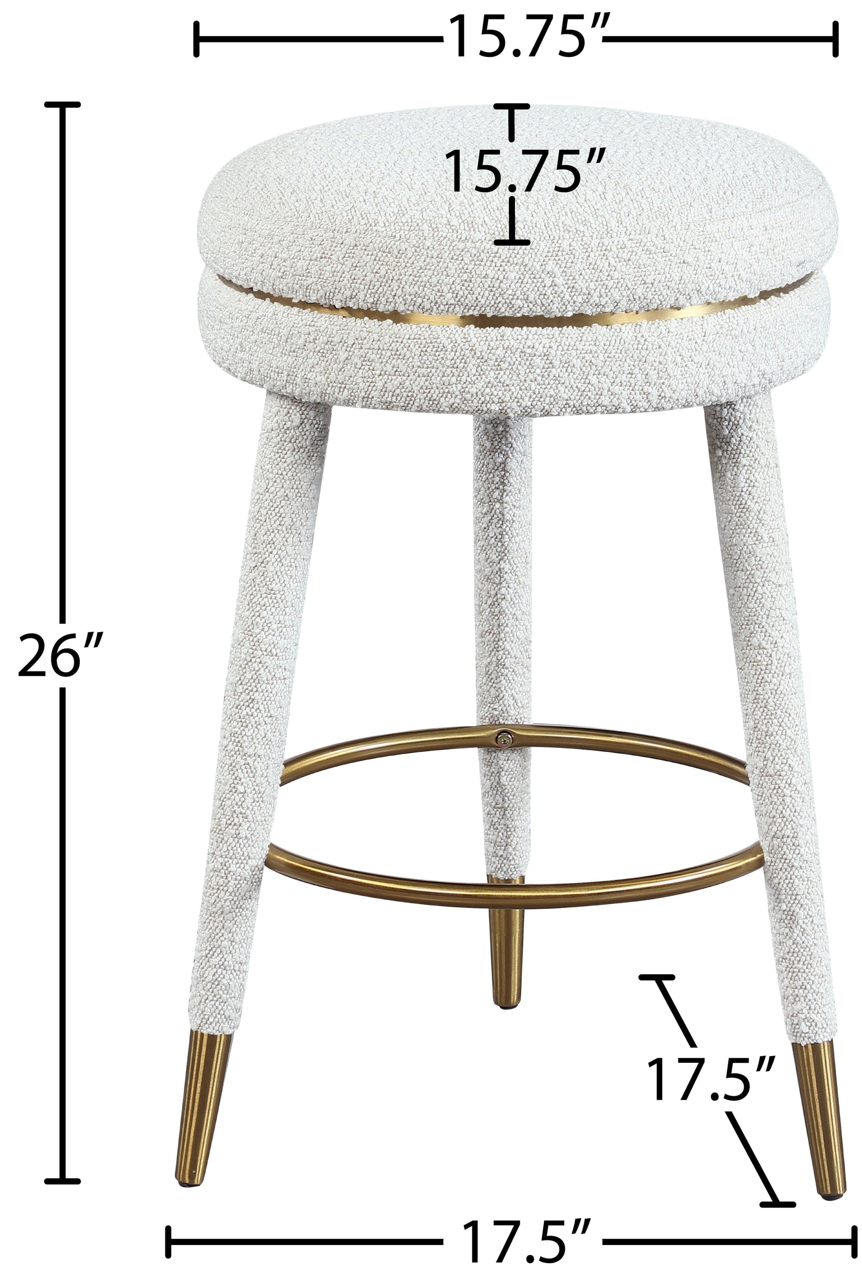 Coral Cream Boucle Fabric Counter Stool - Ella Furniture