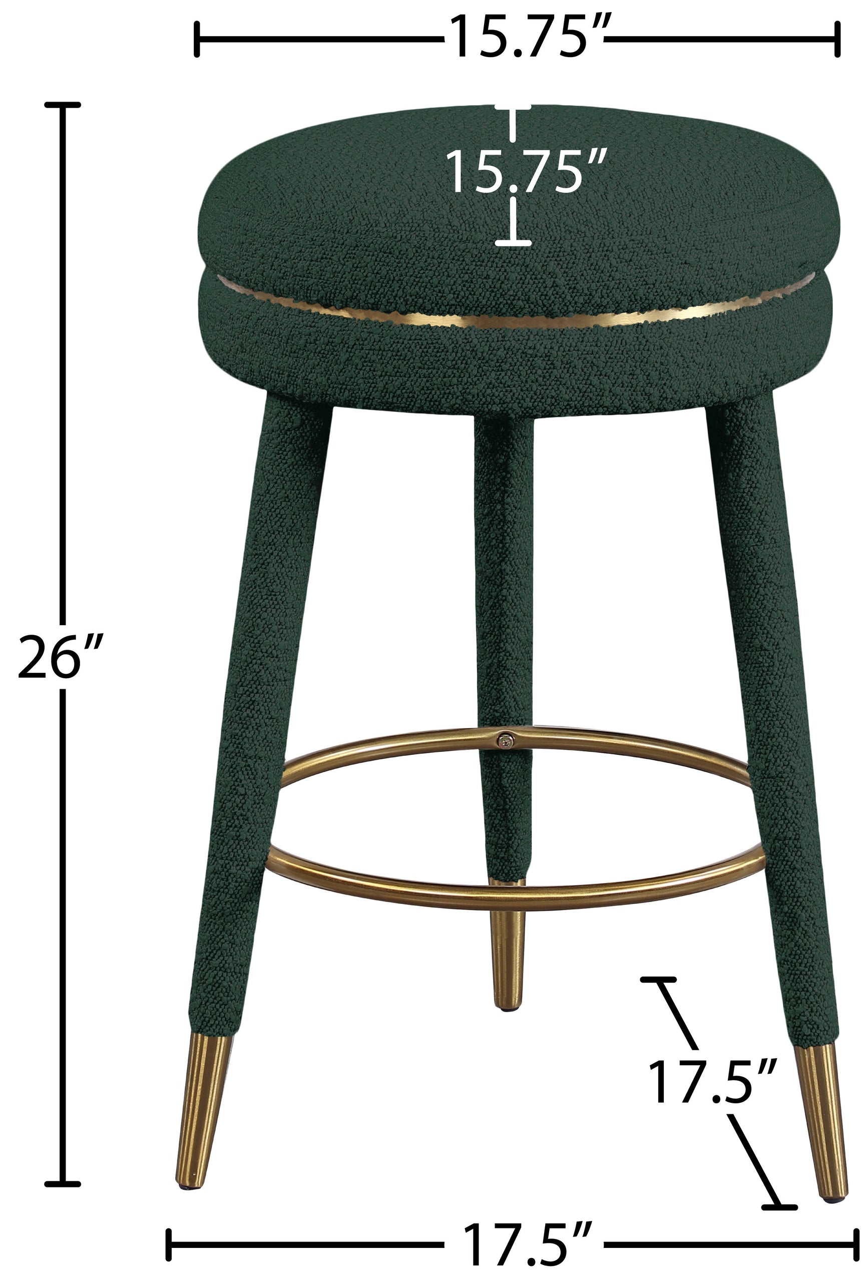 Coral Green Boucle Fabric Counter Stool - Ella Furniture