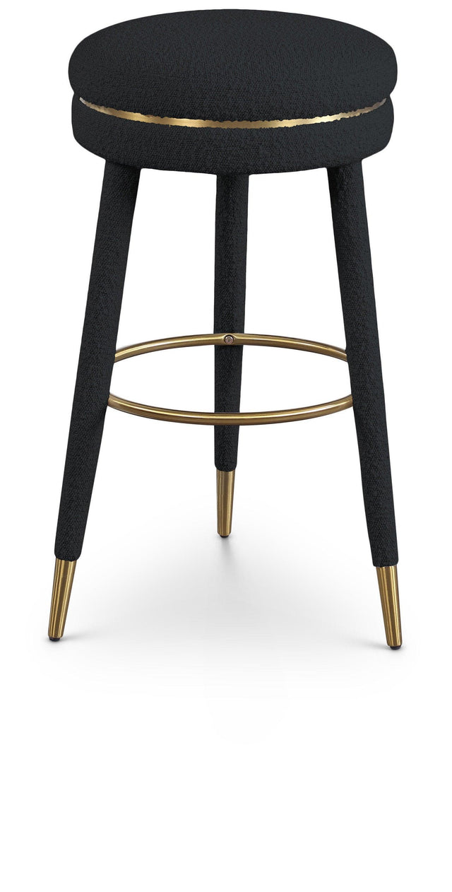 Coral Black Boucle Fabric Bar Stool - Ella Furniture