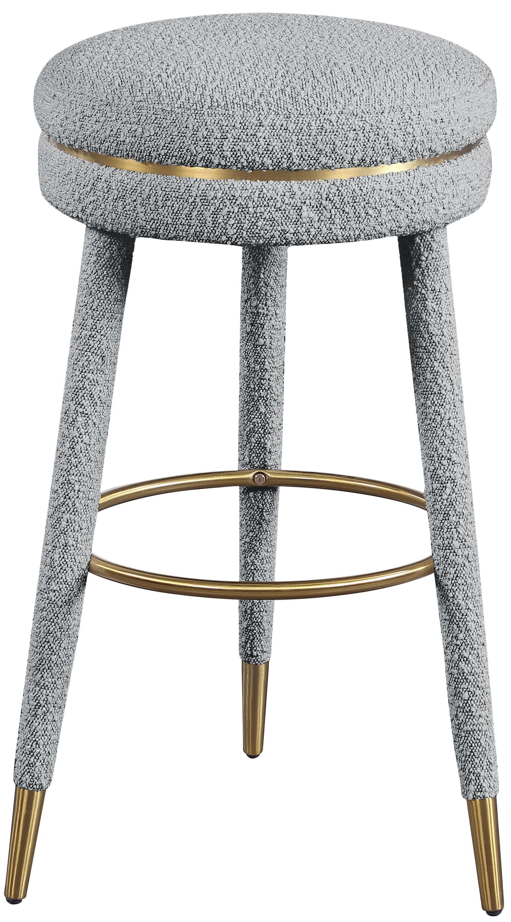 Coral Grey Boucle Fabric Bar Stool - Ella Furniture