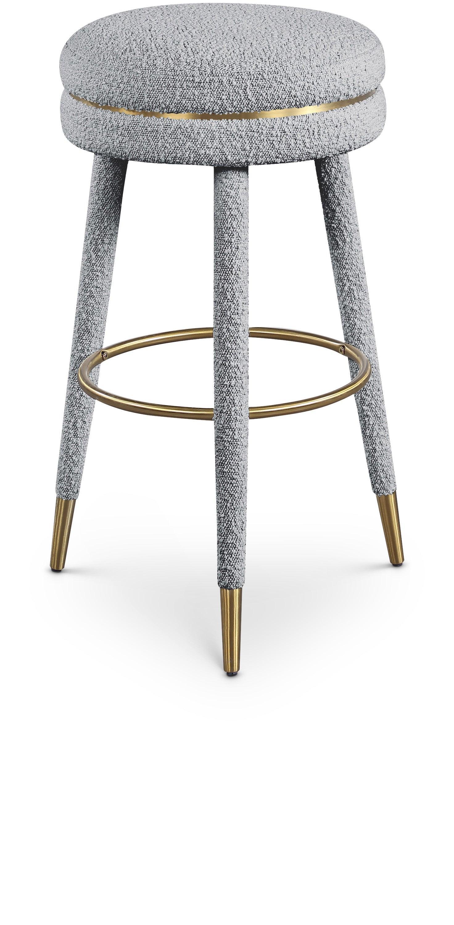 Coral Grey Boucle Fabric Bar Stool - Ella Furniture