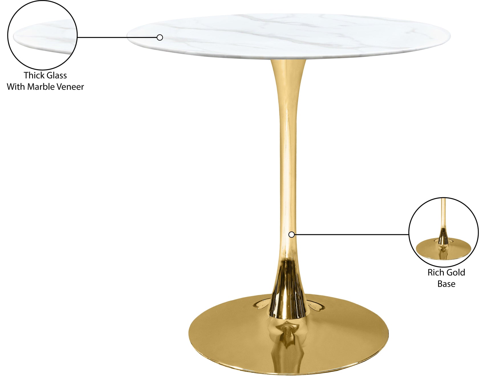 Tulip Gold 36" Counter Height Table - Ella Furniture