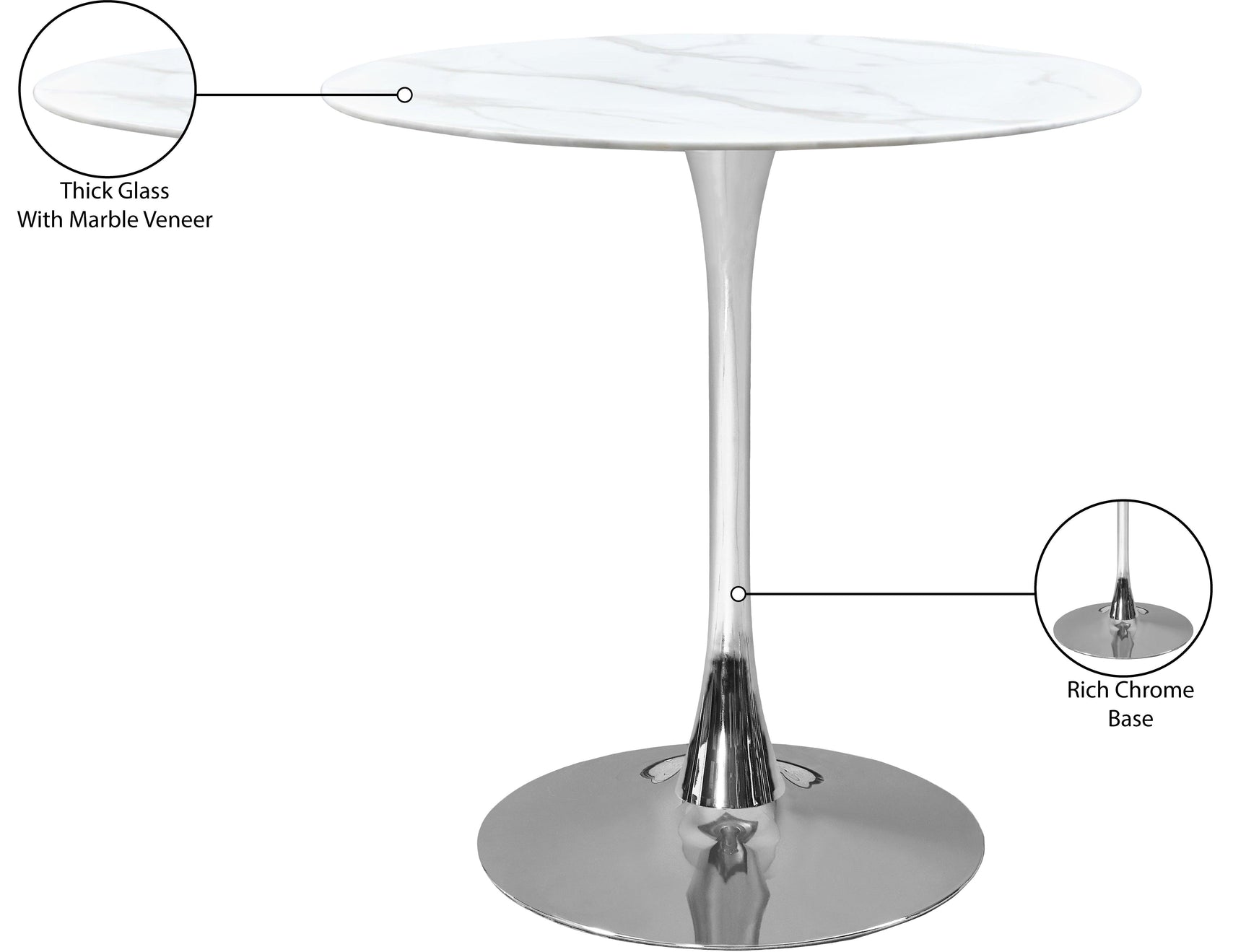 Tulip Silver 36" Counter Height Table - Ella Furniture