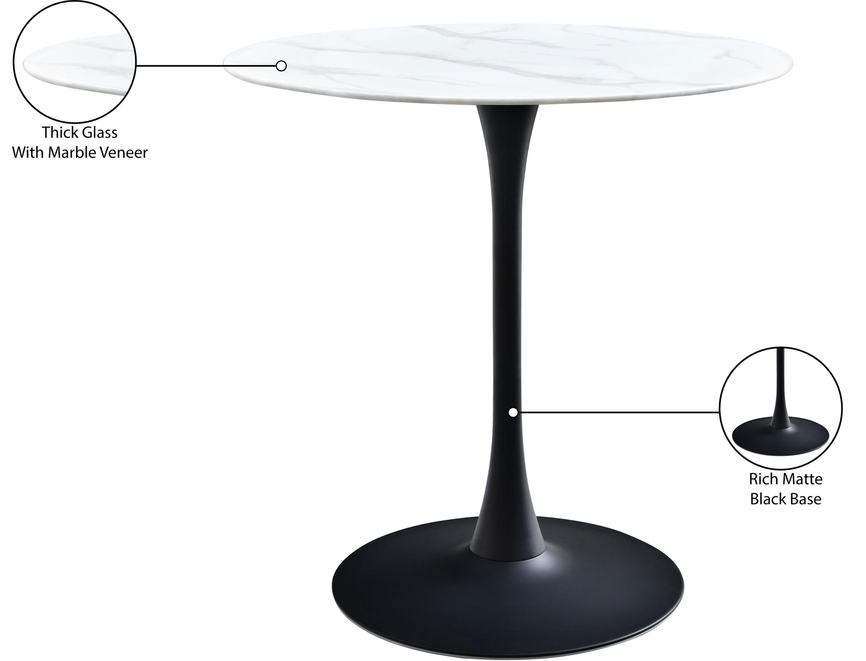 Tulip Black 36" Counter Height Table - Ella Furniture