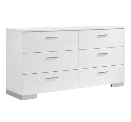 Felicity Eastern King Panel Bed With LED Lighting Glossy White - Ella Furniture