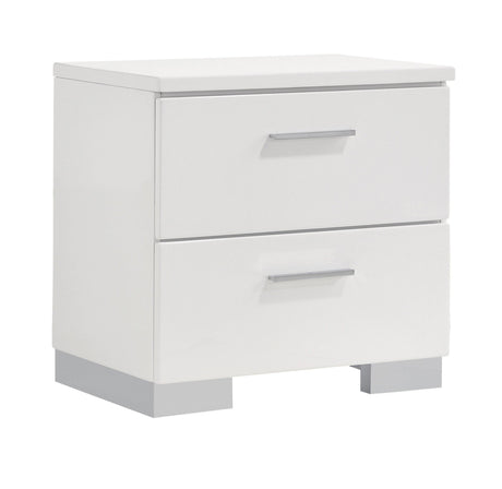 Felicity Queen Panel Bed With LED Lighting Glossy White - Ella Furniture