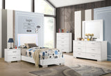 Felicity Twin Panel Bed With LED Lighting Glossy White - Ella Furniture