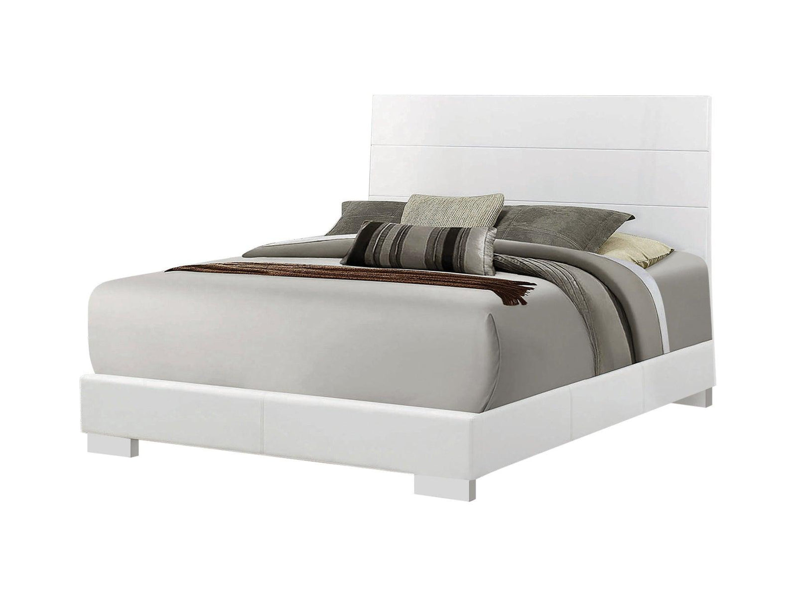 Felicity Eastern King Panel Bed Glossy White - Ella Furniture