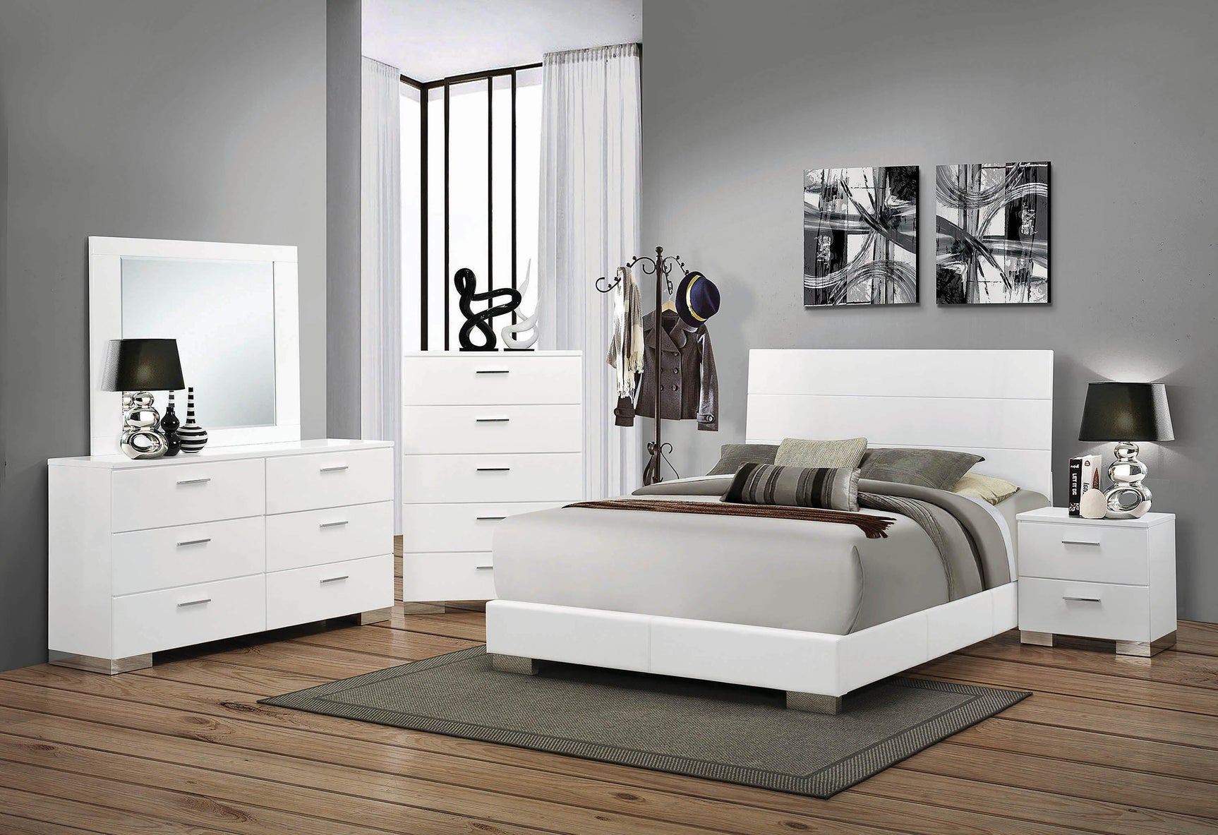 Felicity 5-Drawer Chest Glossy White - Ella Furniture