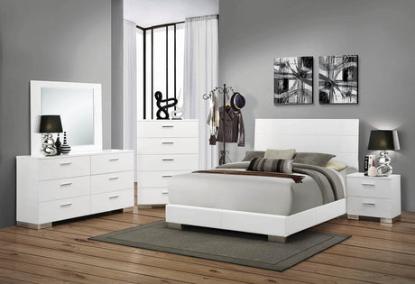 Felicity 5-Drawer Chest Glossy White - Ella Furniture