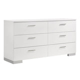 Felicity 5-Drawer Chest Glossy White - Ella Furniture