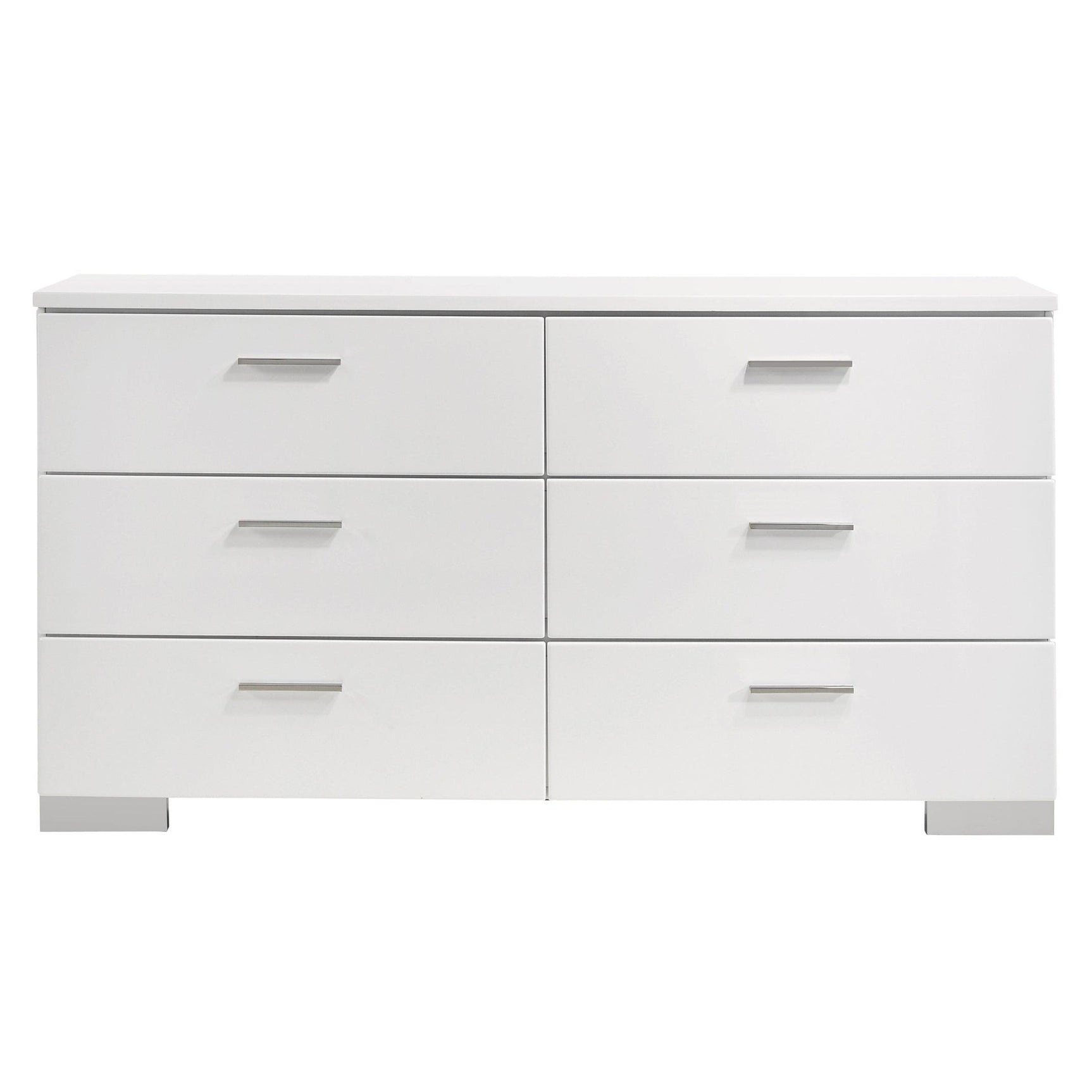 Felicity 6-Drawer Dresser Glossy White - Ella Furniture