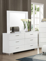 Felicity 6-Drawer Dresser Glossy White - Ella Furniture