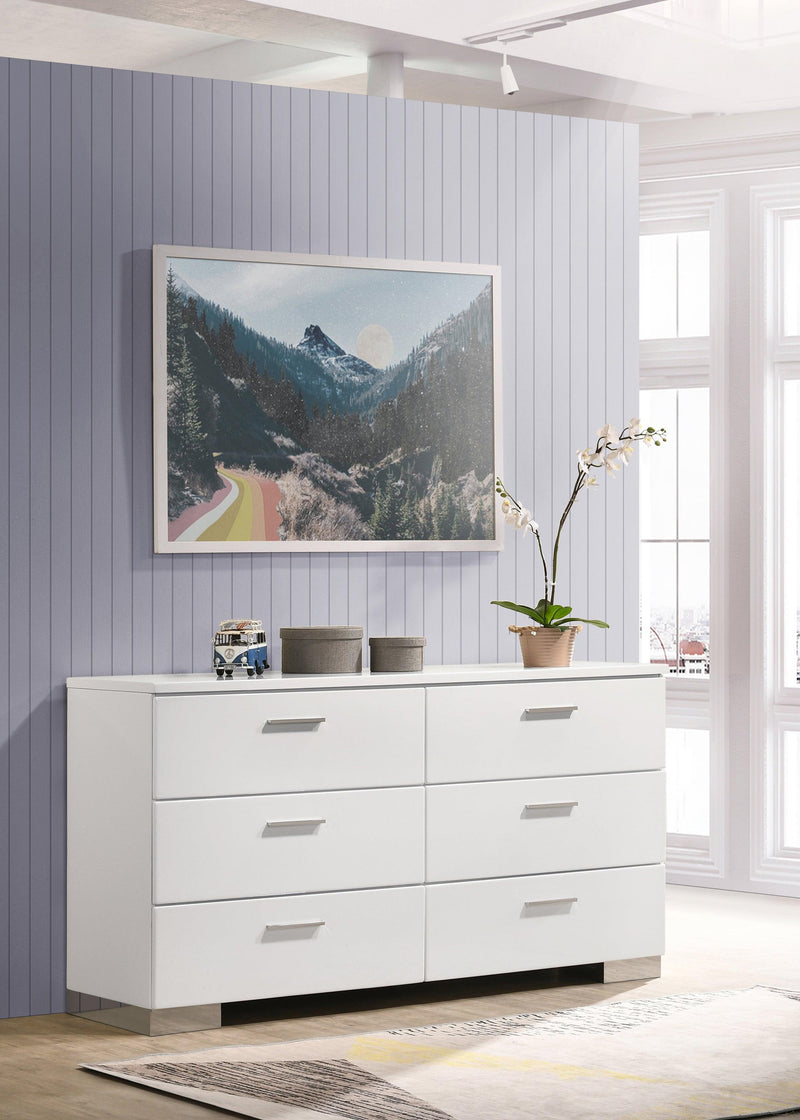 Felicity Rectangle Dresser Mirror Glossy White - Ella Furniture