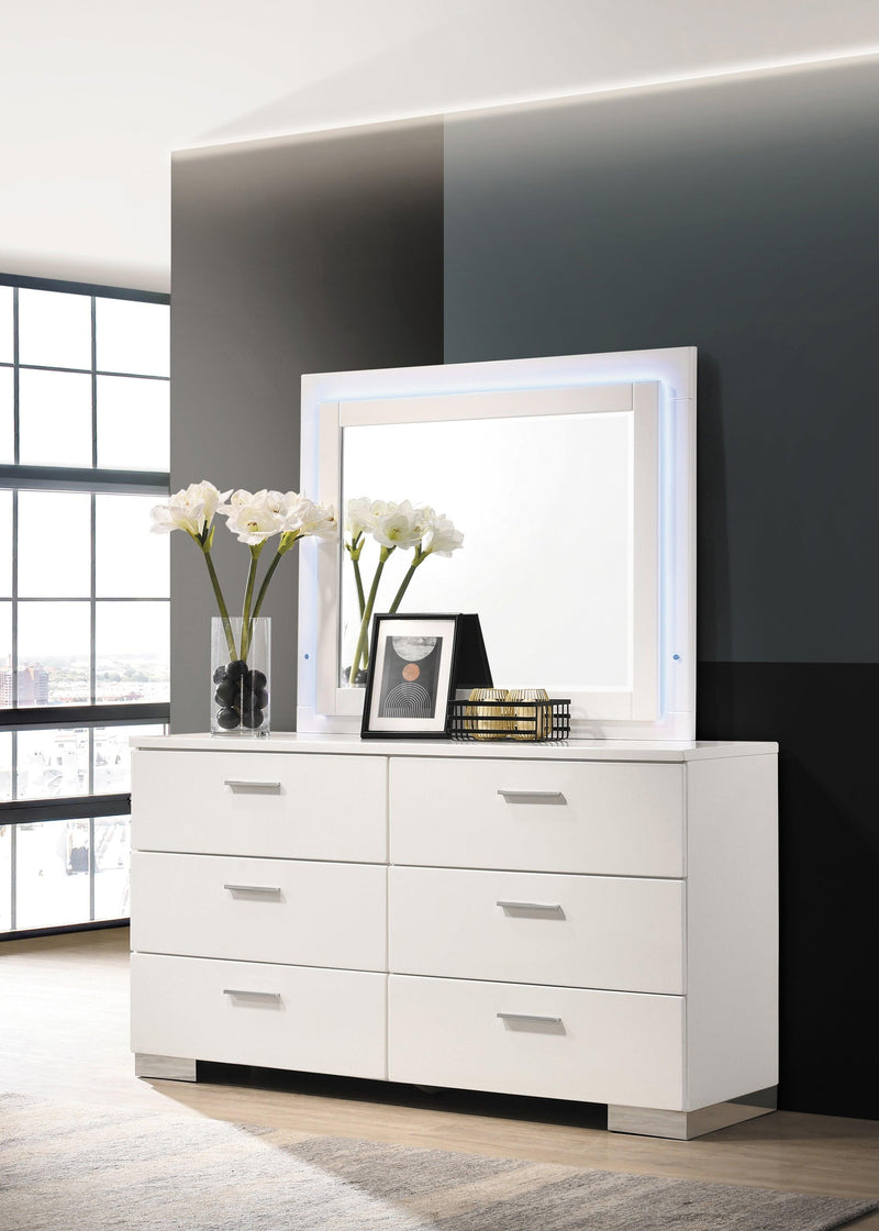 Felicity Rectangle Dresser Mirror Glossy White - Ella Furniture
