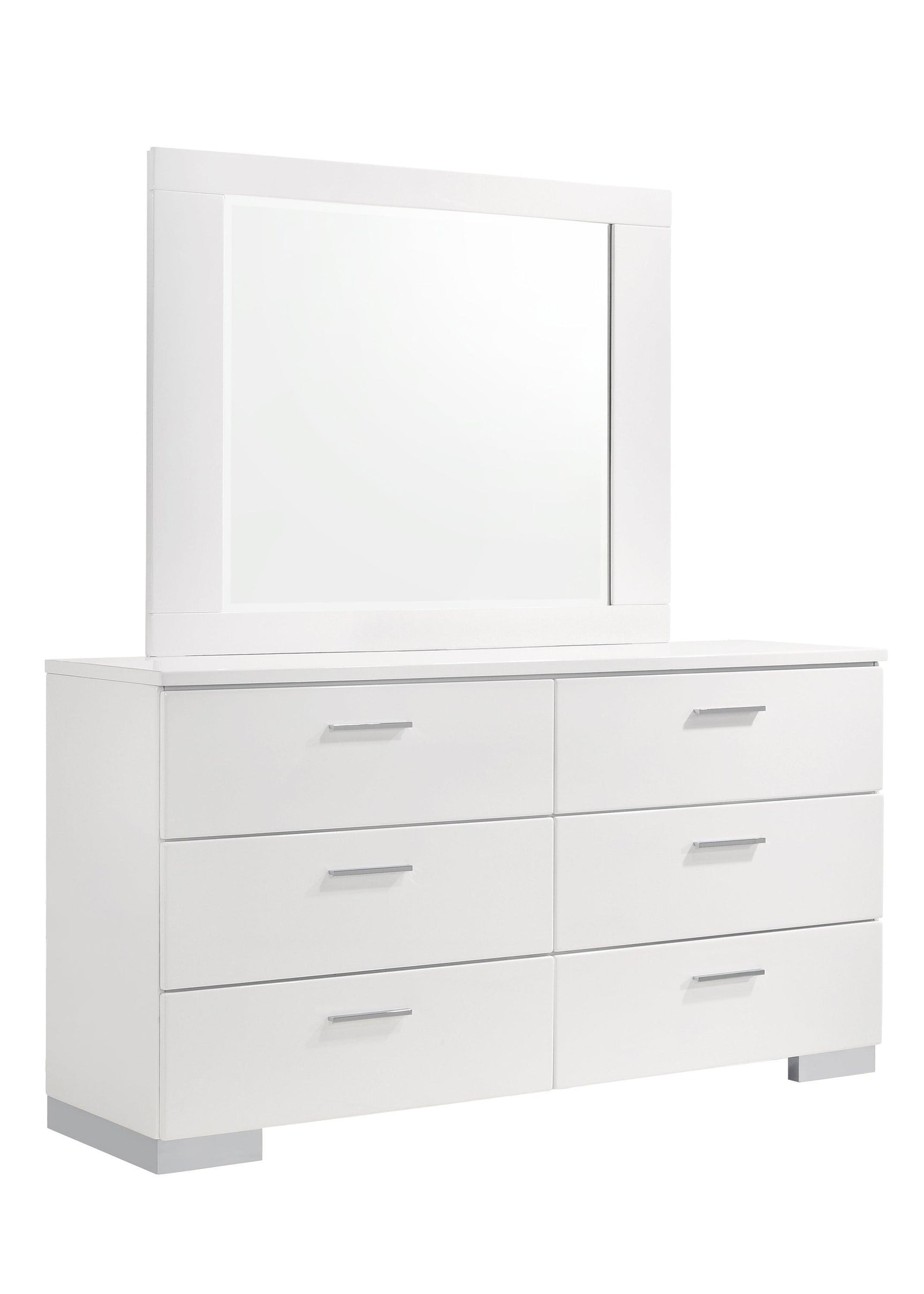 Felicity Rectangle Dresser Mirror Glossy White - Ella Furniture