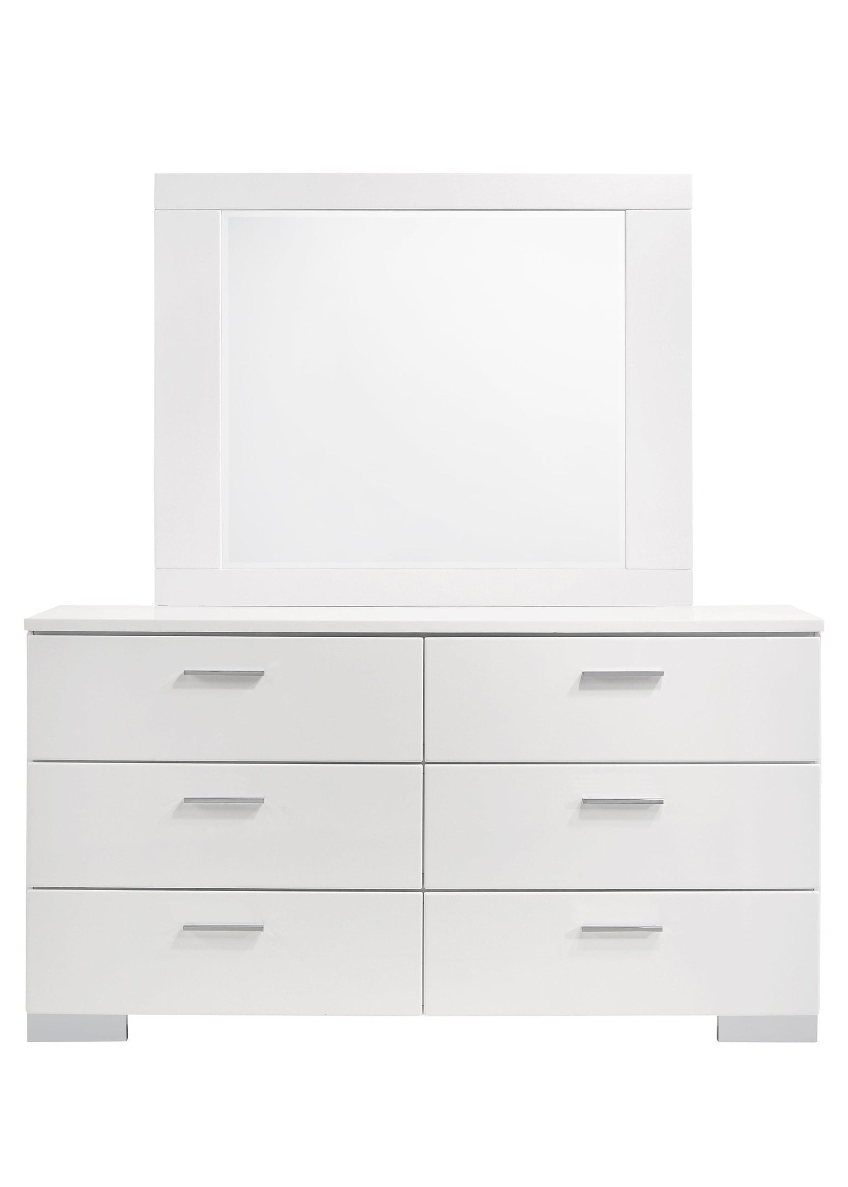 Felicity Rectangle Dresser Mirror Glossy White - Ella Furniture