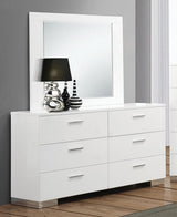 Felicity 9-Drawer Vanity Desk With Lighted Mirror Glossy White - Ella Furniture