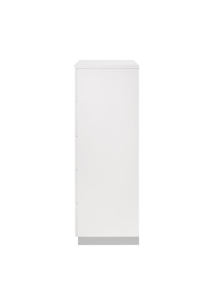Felicity 5-Drawer Chest Glossy White - Ella Furniture