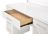 Felicity 9-Drawer Vanity Desk With Lighted Mirror Glossy White - Ella Furniture