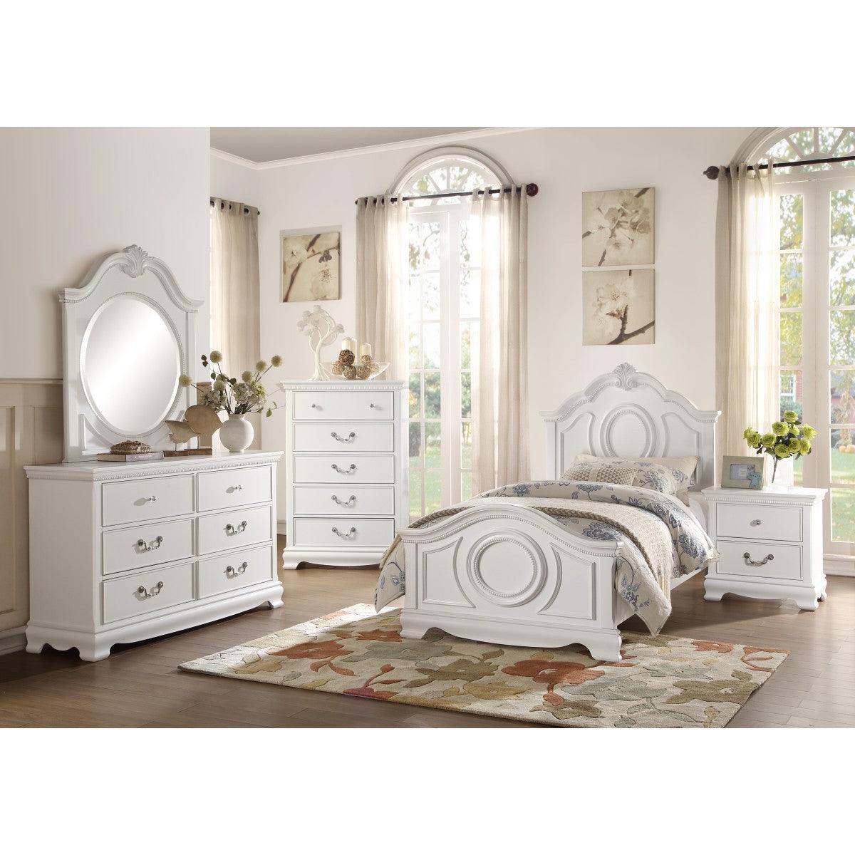 Lucida White Modern Contemporary Traditional Wood And Engineered Wood Full Bed - Ella Furniture