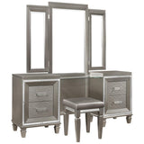 Tamsin Silver Gray Contemporary Wood And Engineered Wood Vanity Dresser With Mirror - Ella Furniture