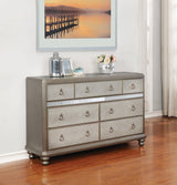 Bling Game Eastern King Panel Bed Metallic Platinum - Ella Furniture