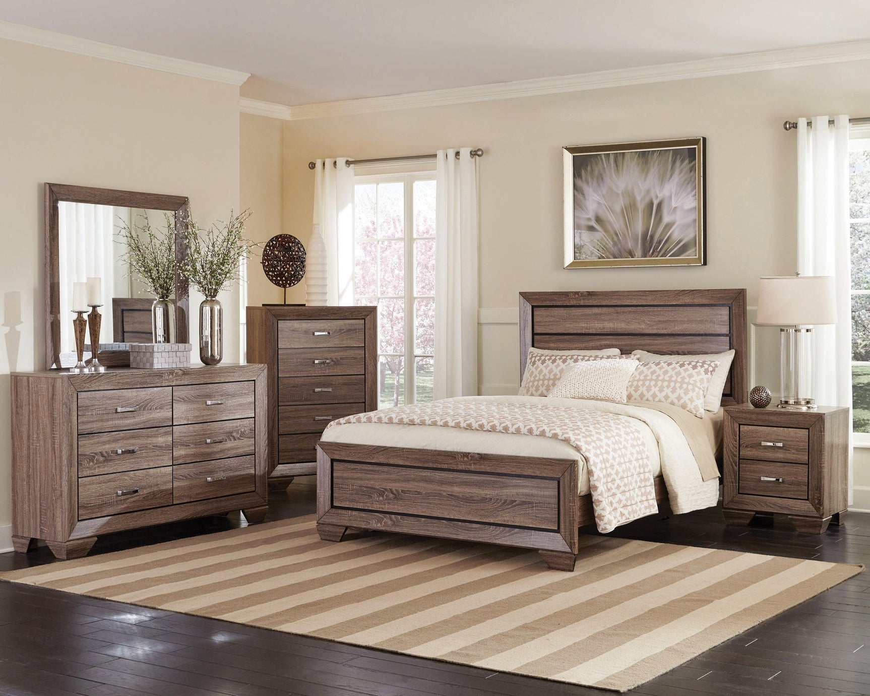 Kauffman Queen Storage Bed Washed Taupe - Ella Furniture