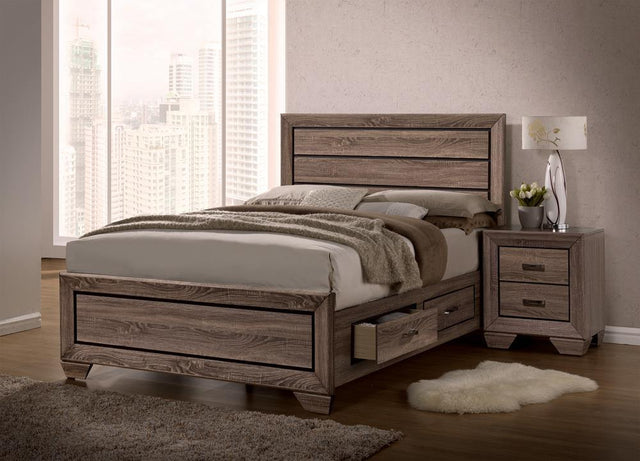 Kauffman Queen Storage Bed Washed Taupe - Ella Furniture