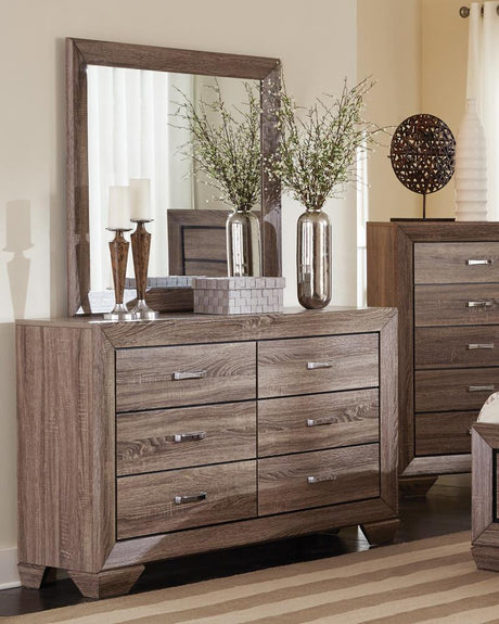 Kauffman 6-Drawer Dresser Washed Taupe - Ella Furniture