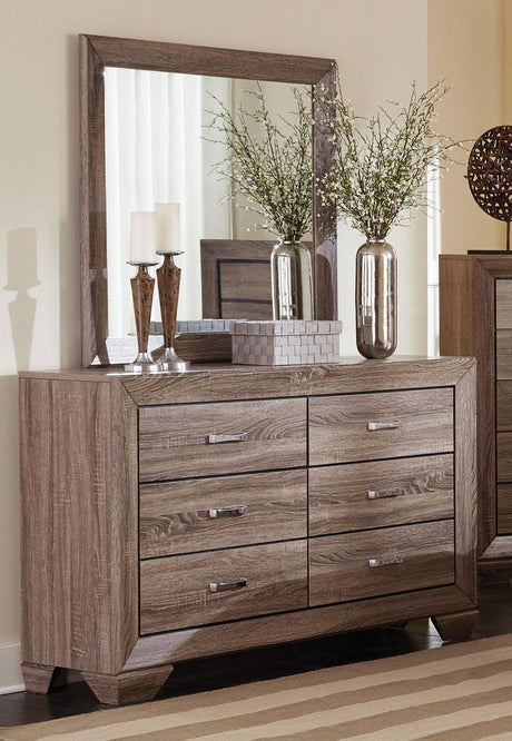 Kauffman Queen Panel Bed Washed Taupe - Ella Furniture