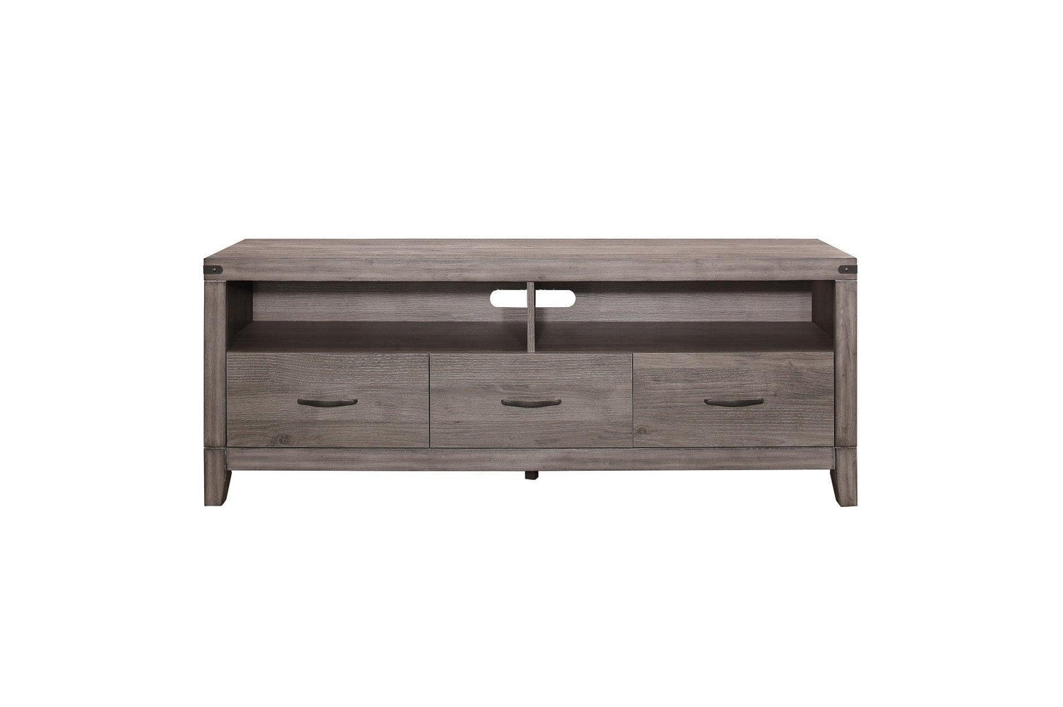 Woodrow Dark Modern Contemporary Traditional Metal Weathered Wood Storage Tv Console - Ella Furniture