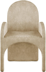 Summer Beige Velvet Dining Arm Chair - Ella Furniture