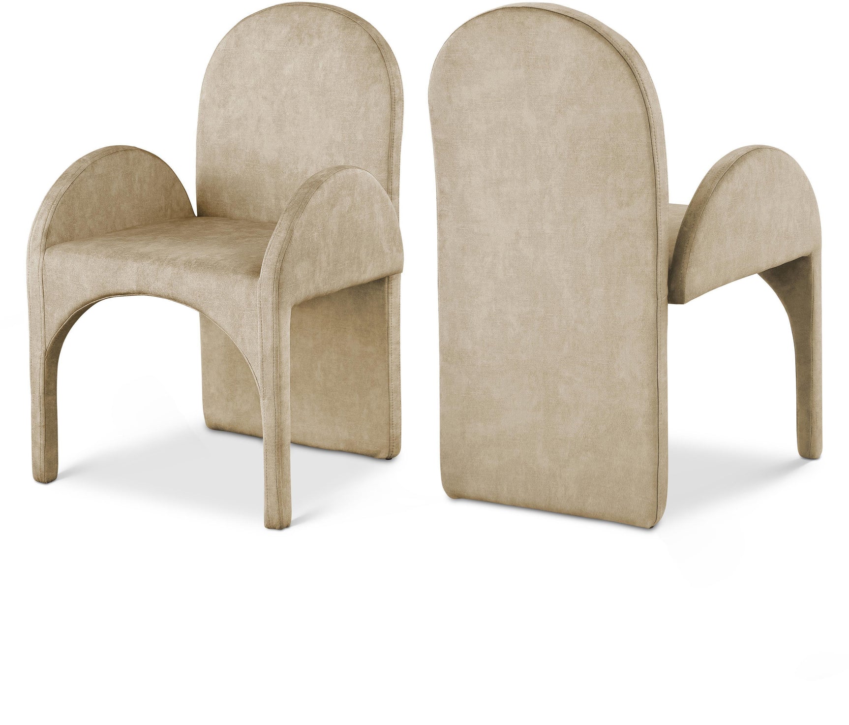Summer Beige Velvet Dining Arm Chair - Ella Furniture