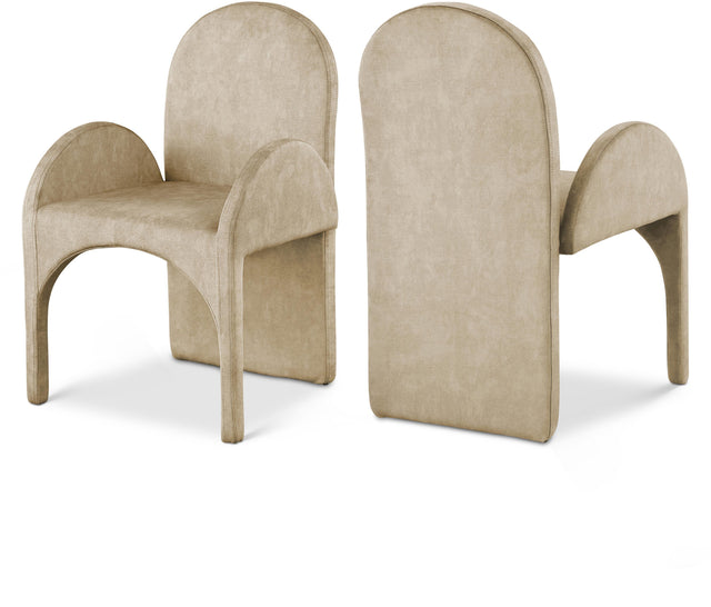 Summer Beige Velvet Dining Arm Chair - Ella Furniture