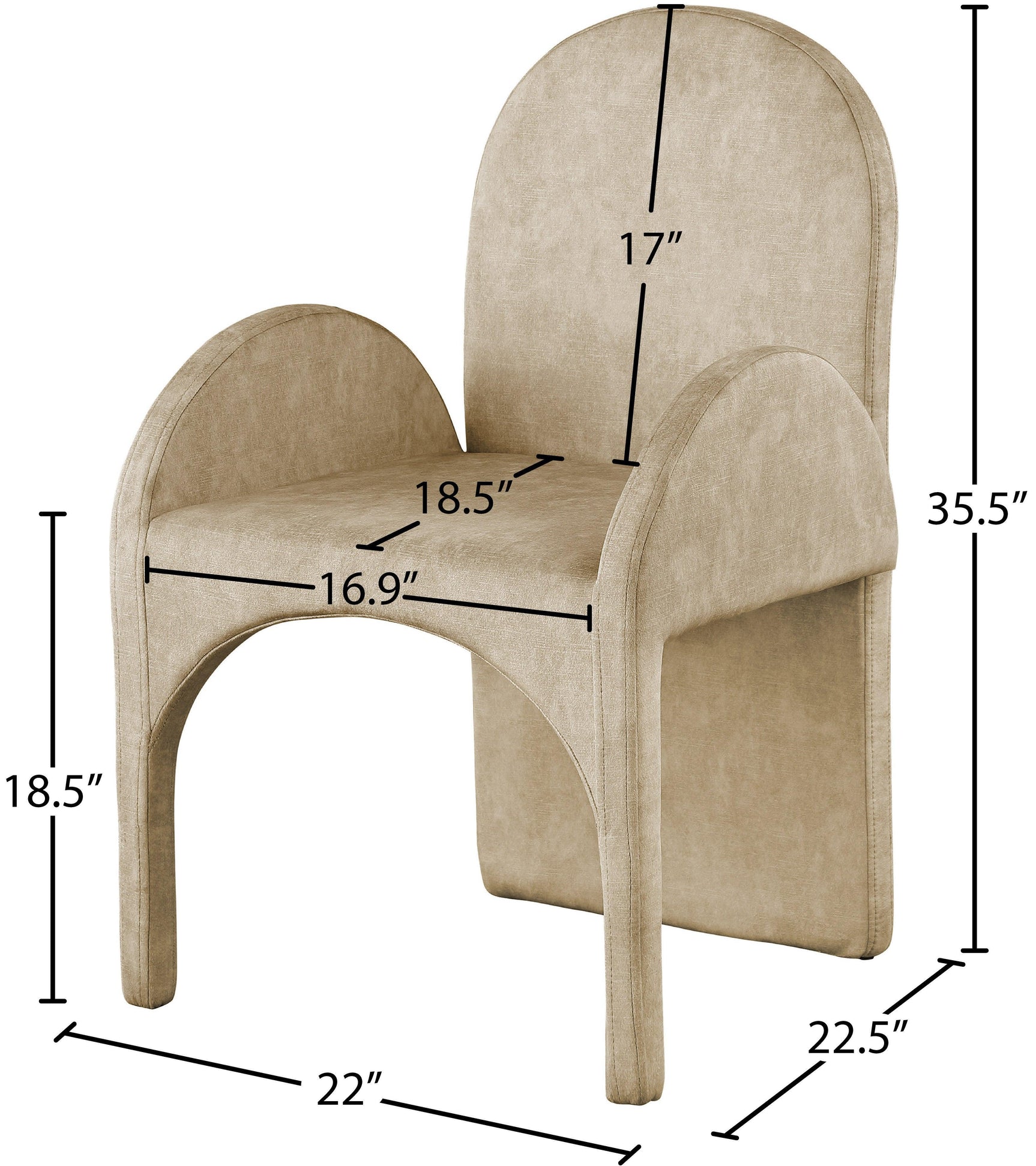 Summer Beige Velvet Dining Arm Chair - Ella Furniture