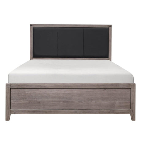 Woodrow Black/gray Premium Melamine Board, Engineered Wood Faux Leather Upholstered Full Panel Bedroom Set - Ella Furniture