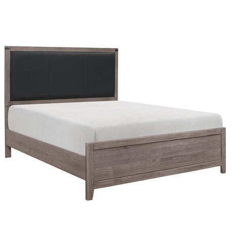 Woodrow Black/gray Premium Melamine Board, Engineered Wood Faux Leather Upholstered Full Panel Bedroom Set - Ella Furniture