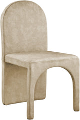 Summer Beige Velvet Dining Side Chair - Ella Furniture