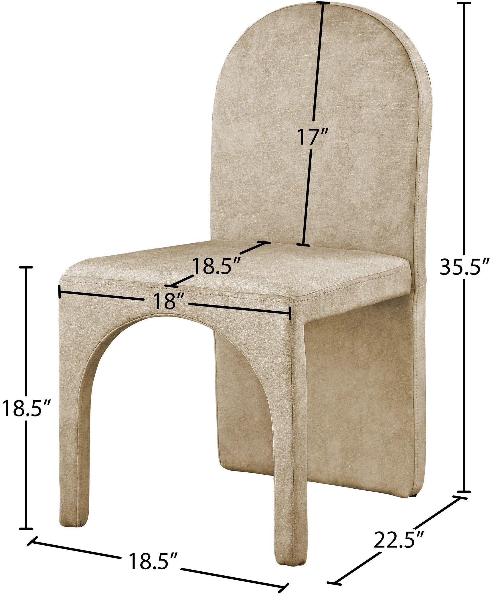 Summer Beige Velvet Dining Side Chair - Ella Furniture