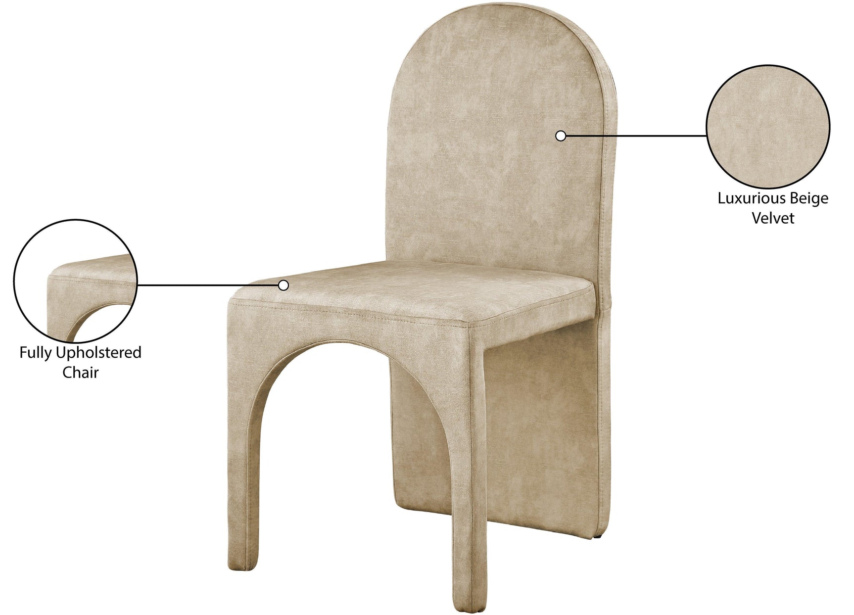 Summer Beige Velvet Dining Side Chair - Ella Furniture