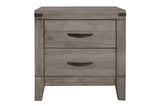 Woodrow Weather Wood Melamine Industrial Weathered Wood Metal Storage Panel Bedroom Set - Ella Furniture