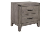 Woodrow Weather Wood Melamine Industrial Weathered Wood Metal Storage Panel Bedroom Set - Ella Furniture