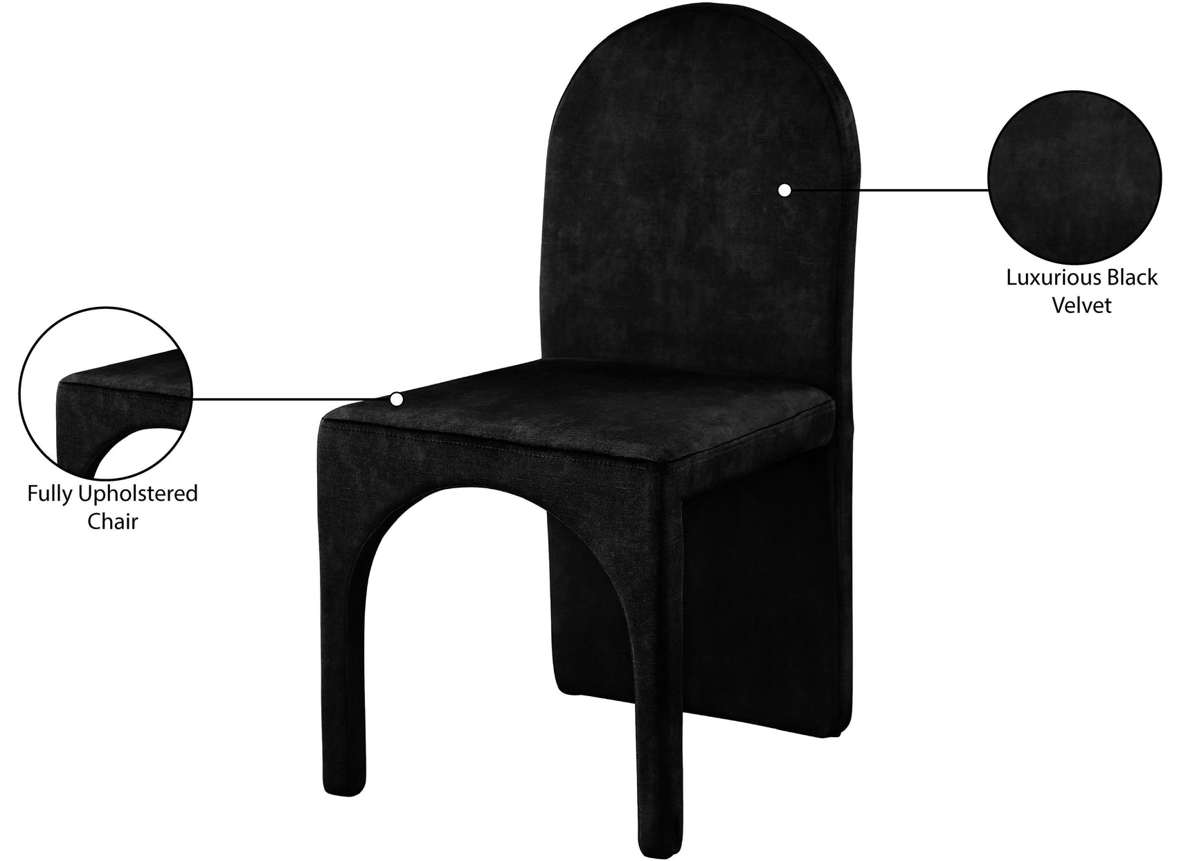 Summer Black Velvet Dining Side Chair - Ella Furniture